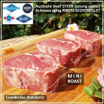 Beef Ribeye AUSTRALIA STEER (young cattle) aged by Goodwins brand Harvey/Midfield frozen steak cuts 2.5cm 1" price/pack 700g 3pcs (Scotch-Fillet / Cube-Roll)